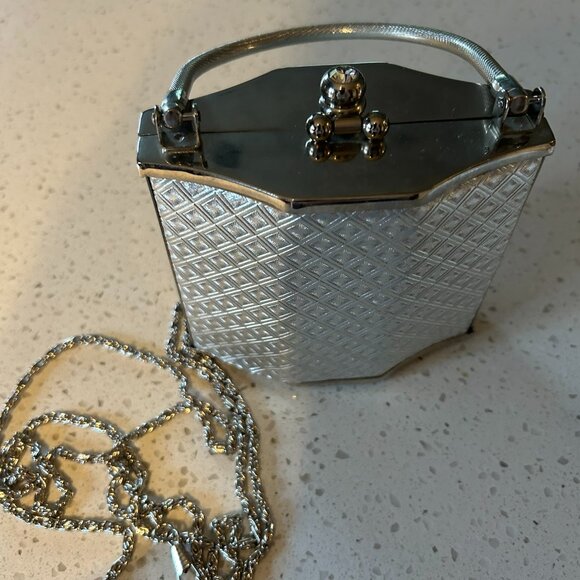 Vintage Silver Hard case evening Bag, - Picture 1 of 6